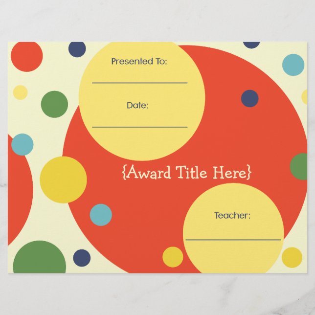 Lámina Certificado de premio de salón de clase para todos (Anverso)