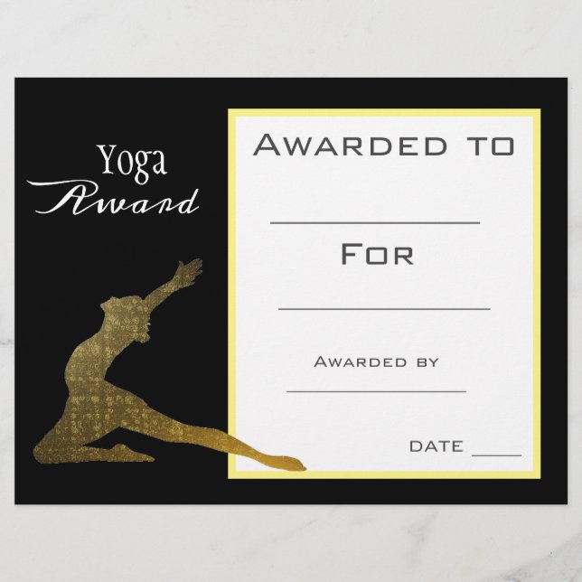 Lámina Certificado de premio de yoga (Anverso)