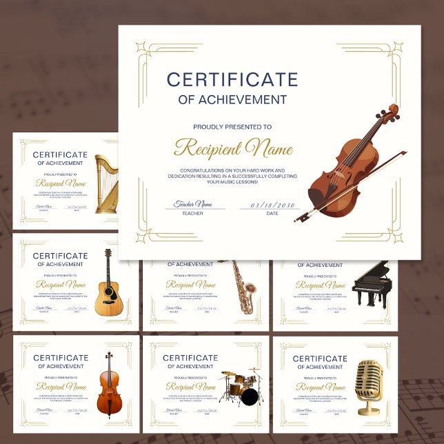 Lámina Certificado de Premio del Curso de Violín con Marc (Classy Frame Violin Course Award Certificate)
