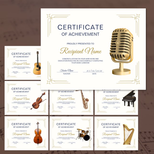 Lámina Certificado de Premio del Curso de Voz Cantante Cl (ClassyFrame Singing Voice Course Award Certificate)