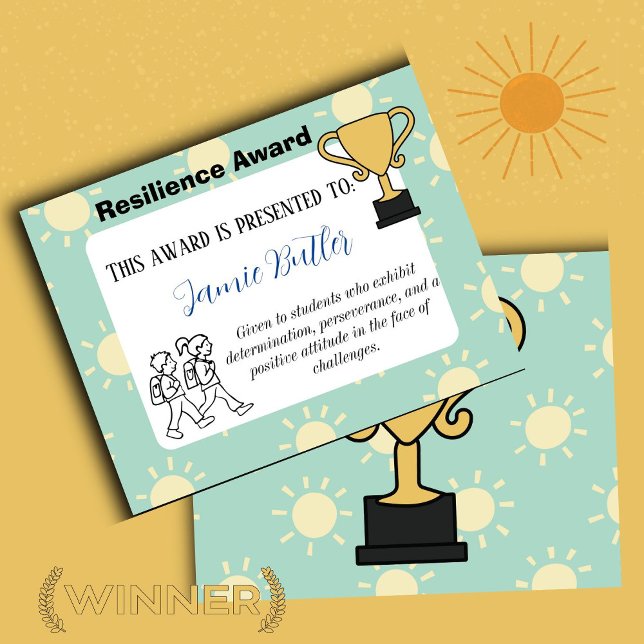 Lámina Certificado de premio escolar, certificado de alum (resilence reward)