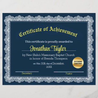 Lámina Certificado de progreso azul y amarillo