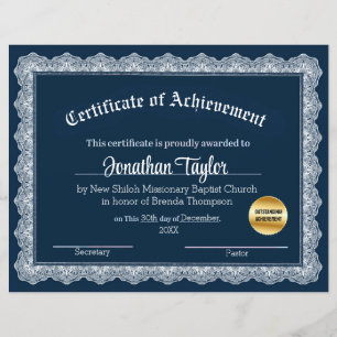 Lámina Certificado de progreso azul y amarillo