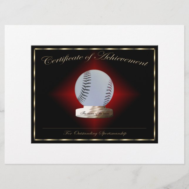 Lámina Certificado de progreso de béisbol (Anverso)