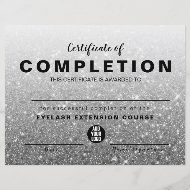 Lámina Certificado de Purpurina plateado moderno (Anverso)