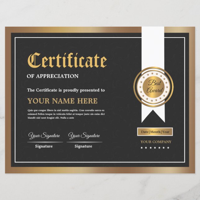 Lámina Certificado De Reconocimiento (Anverso)