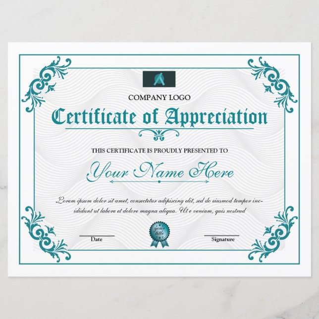 Lámina Certificado De Reconocimiento (Anverso)