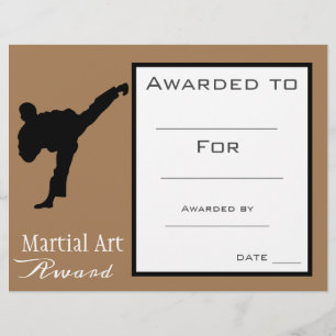 Lámina Certificado de reconocimiento de arte marcial