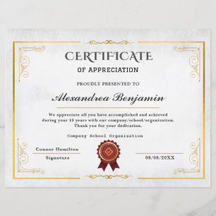 Lámina certificado de reconocimiento de logro
