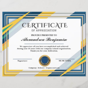 Lámina Certificado de reconocimiento de logros
