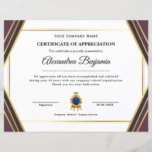 Lámina Certificado de reconocimiento de logros
