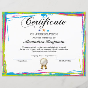 Lámina Certificado de reconocimiento de logros