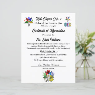 Lámina Certificado de reconocimiento Int.OES