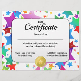 Lámina Certificado de regalo Crear un Personalizable 8.5x