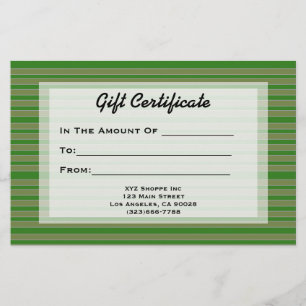 Lámina Certificado de regalo de franjas verdes