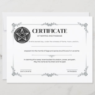 Lámina Certificado de sage de nombres y pasajes