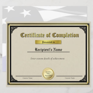 Lámina Certificado de sello de oro de la línea azul delga