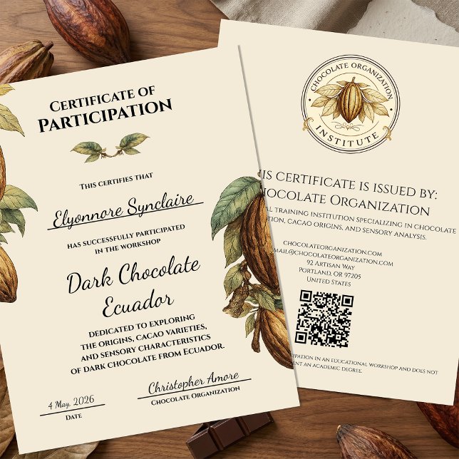 Lámina Certificado de Taller de Chocolate Oscuro Vintage (Subido por el creador)