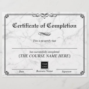 Lámina Certificado de terminación de mármol de marco vint