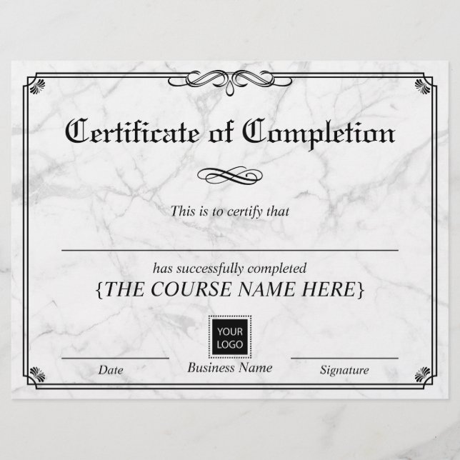 Lámina Certificado de terminación de mármol de marco vint (Anverso)