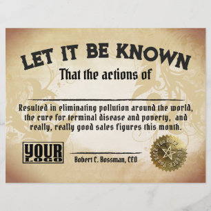 Lámina Certificado de trabajo divertido de alta venta de 