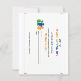 Lámina Certificado de valor de trabajo en equipo 4.5x5.6
