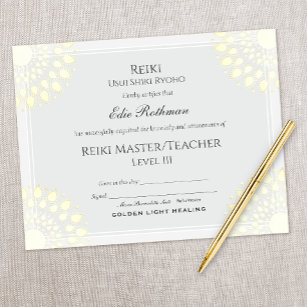 Lámina Certificado de Yoga Reiki de Finalización
