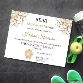Lámina Certificado de Yoga Reiki de Finalización