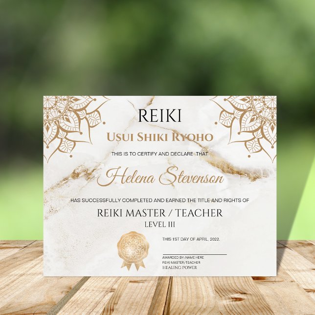 Lámina Certificado de Yoga Reiki de Finalización (Subido por el creador)