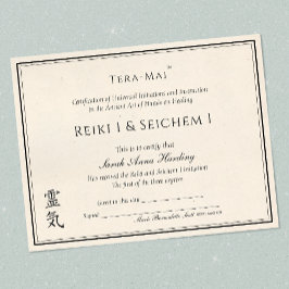 Lámina Certificado de Yoga Reiki de Finalización