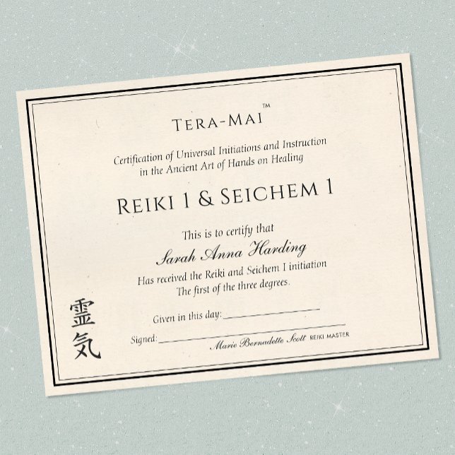 Lámina Certificado de Yoga Reiki de Finalización (Subido por el creador)