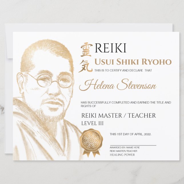 Lámina Certificado de Yoga Reiki de Finalización (Anverso)