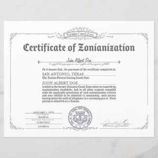 Lámina Certificado de zonización
