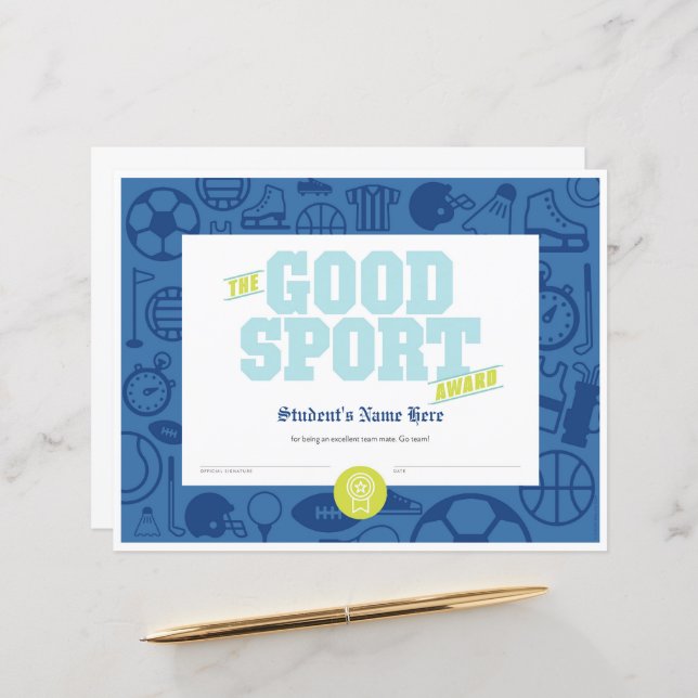 Lámina Certificado deportivo bueno (Anverso/Reverso In Situ)