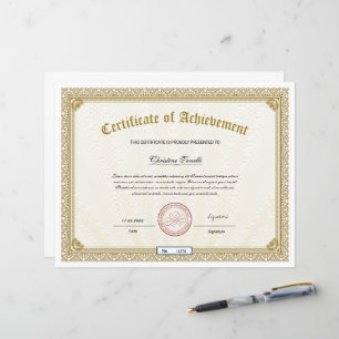 Lámina Certificado dorado de logro