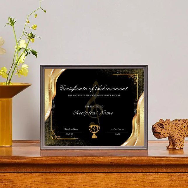 Lámina Certificado editable de logro de música (Editable Music Certificate of Achievement Award)
