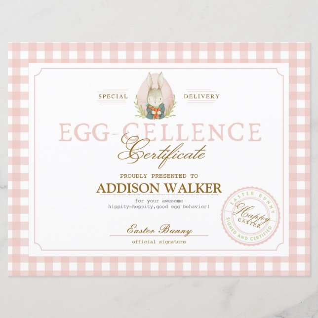 Lámina Certificado imprimible de Egg-cellence (Anverso)