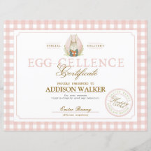 Certificado imprimible de Egg-cellence