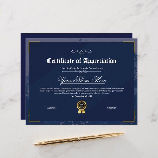 Lámina Certificado Imprimible De Reconocimiento (Anverso/Reverso In Situ)