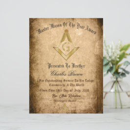 Lámina Certificado Maestro Mason Del Año