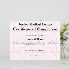 Lámina Certificado médico o de Enfermería rosado