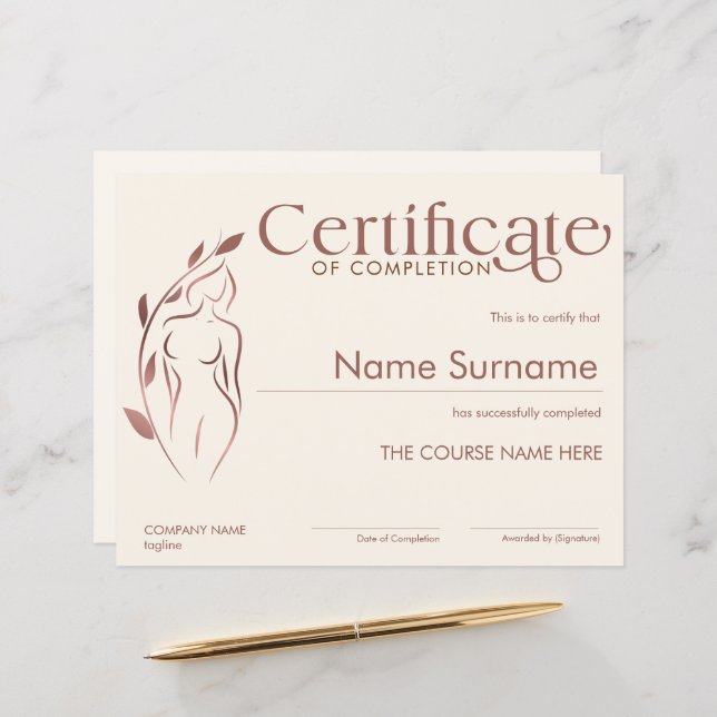 Lámina Certificado minimalista de culminación de esculpti (Anverso/Reverso In Situ)