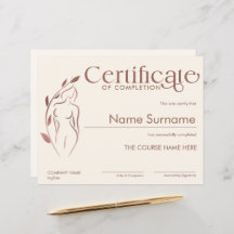 Certificado minimalista de culminación de esculpti