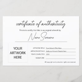 Lámina Certificado Minimalista simple de autenticidad