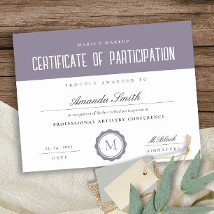 Lámina Certificado mínimo de participación de lavanda