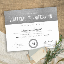 Lámina Certificado mínimo de participación gris plateado