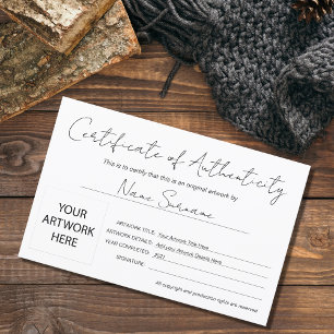 Lámina Certificado moderno de autenticidad obra de arte d