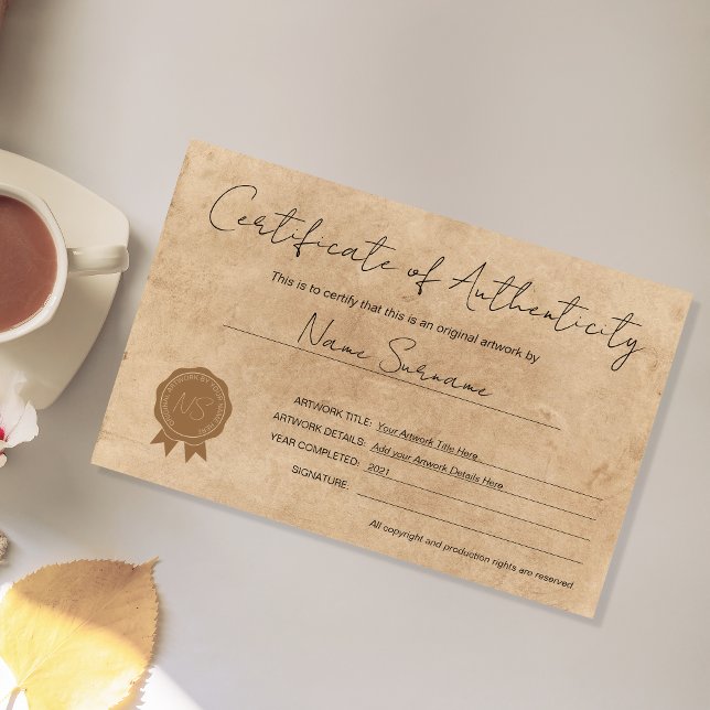 Lámina Certificado moderno de autenticidad obra de arte d (Subido por el creador)
