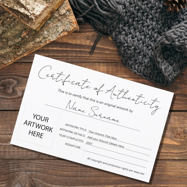 Lámina Certificado moderno de autenticidad obra de arte d (Subido por el creador)