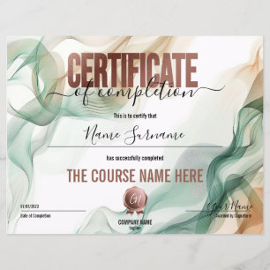 Lámina Certificado moderno de cumplimiento